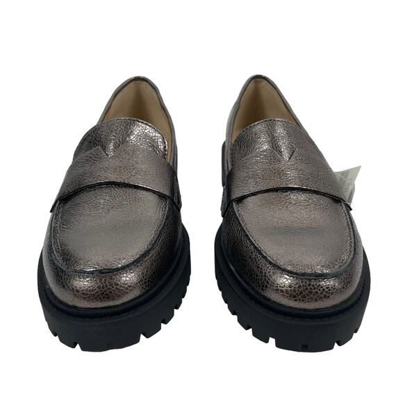 Banana Republic Lug Sole Metallic Loafers Pewter Brown Size 6 - Picture 4 of 11